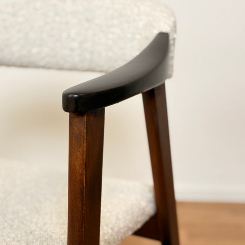 Set of 4 dining chairs with armrest in stained beech, 1950s-60s, Denmark - Beyo Vintage