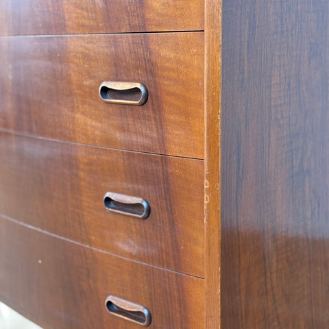 Chest of 6 drawers in walnut, 1950-60s, Denmark - Beyo Vintage