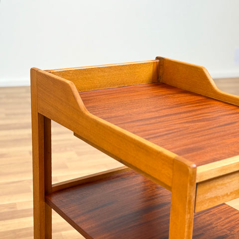 Bedside table in teak and beech by C.A. Acking for Bodafors, 1960s-70s, Sweden - Beyo Vintage