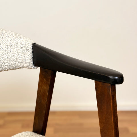 Set of 4 dining chairs with armrest in stained beech, 1950s-60s, Denmark - Beyo Vintage