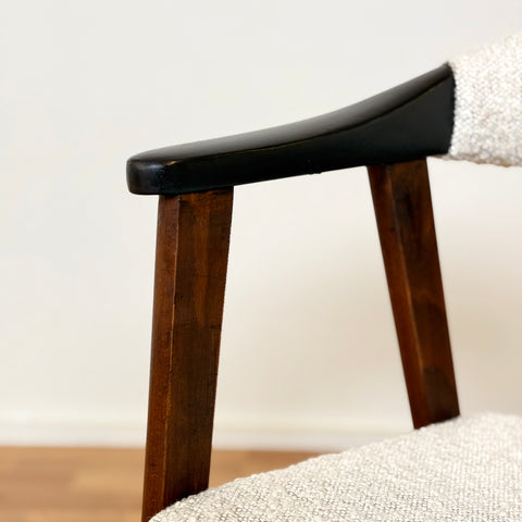 Set of 4 dining chairs with armrest in stained beech, 1950s-60s, Denmark - Beyo Vintage