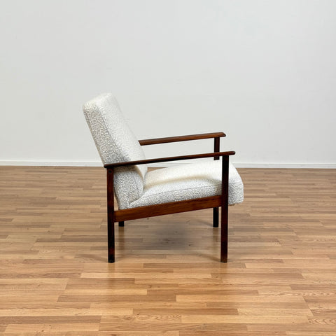 Armchair in bouclé & santos rosewood, 1950s-60s - Beyo Vintage