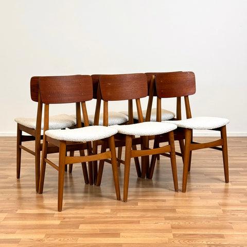 Set of 6 chairs made of teak & beech, 1950s-60s, Denmark - Beyo Vintage