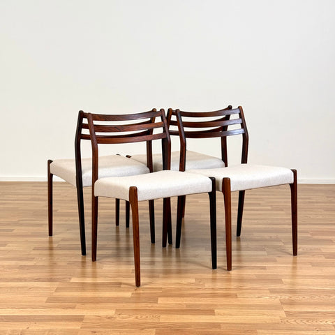 Set of 4 dining chairs in Santos rosewood, 1950s-60s, Denmark - Beyo Vintage