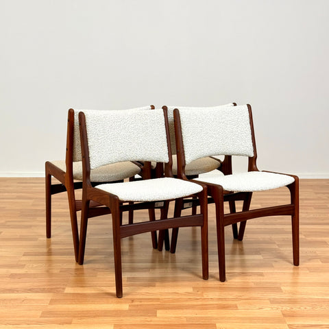 Set of 4 dining chairs in solid walnut, by Erik Buch, 1950s-60s, Denmark