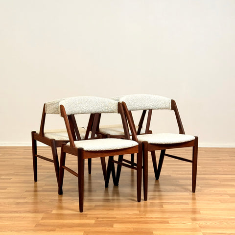 Set of 4 dining chairs made of teak by Henning Kjærnulf, 1950s-60s, Denmark