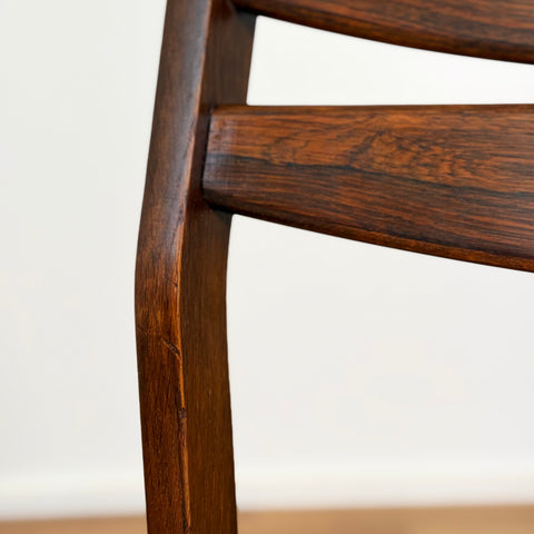 Set of 8 dining chairs, in oak & rosewood, 1970s, Denmark - Beyo Vintage