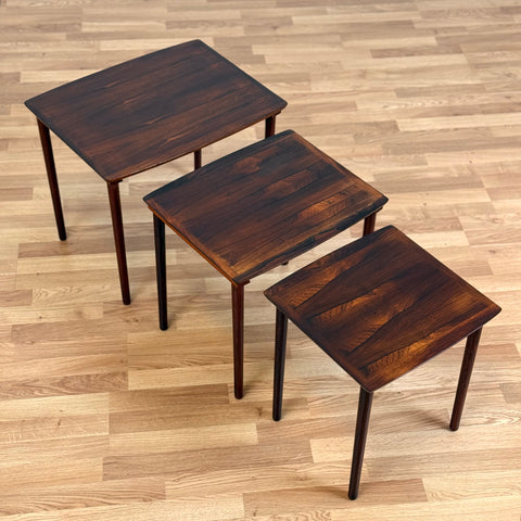 Set of 3 nest of tables in Santos rosewood by Møbelintarsia, 1950s-60s Denmark - Beyo Vintage