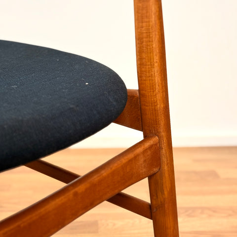 Set om 6 matstolar i teak och bok av Thomas Harlev för Farstrup, modell 206, 1950-60-tal, Danmark