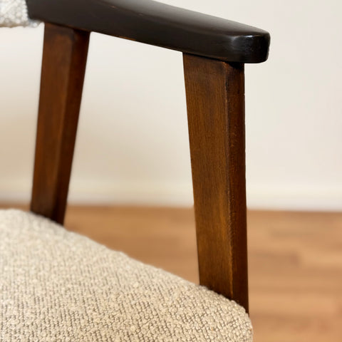 Set of 4 dining chairs with armrest in stained beech, 1950s-60s, Denmark - Beyo Vintage