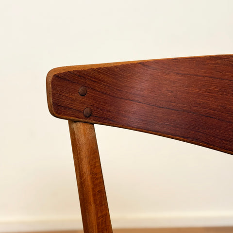 Set om 6 matstolar i teak och bok av Thomas Harlev för Farstrup, modell 206, 1950-60-tal, Danmark