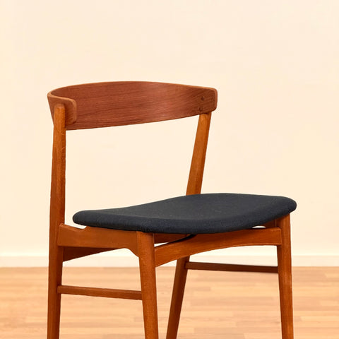 Set om 6 matstolar i teak och bok av Thomas Harlev för Farstrup, modell 206, 1950-60-tal, Danmark