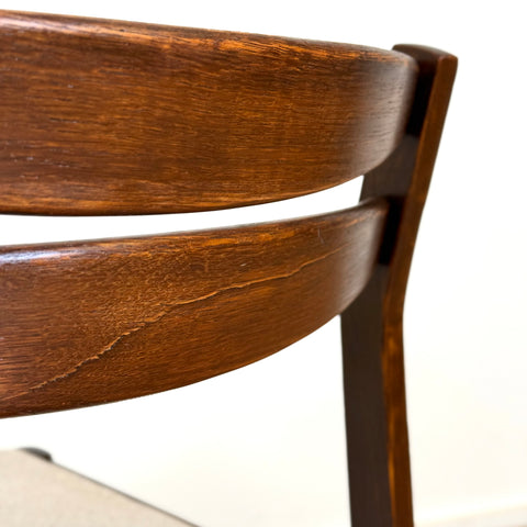 Set of 8 dining chairs, in oak & rosewood, 1970s, Denmark - Beyo Vintage