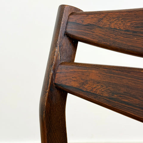 Set of 8 dining chairs, in oak & rosewood, 1970s, Denmark - Beyo Vintage