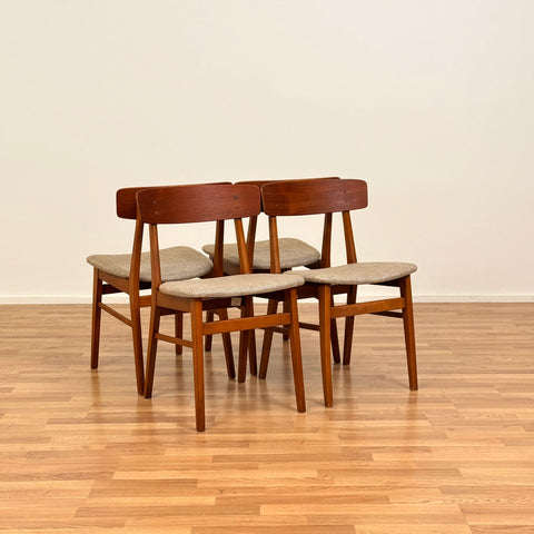 Set of 4 dining chairs in teak & beech, by Farstrup, 1950s-60s, Denmark