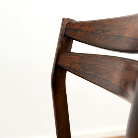 Set of 8 dining chairs, in oak & rosewood, 1970s, Denmark - Beyo Vintage
