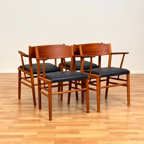 Set of 4 dining chairs in teak & oak, by Borge Mogensen, 1950s-60s, Denmark
