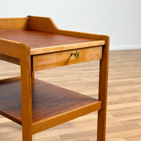 Bedside table in teak and beech by C.A. Acking for Bodafors, 1960s-70s, Sweden - Beyo Vintage