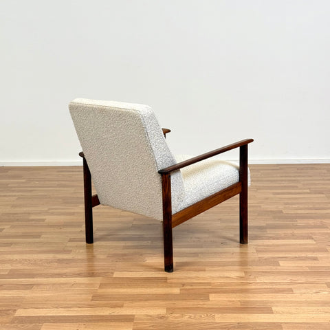 Armchair in bouclé & santos rosewood, 1950s-60s - Beyo Vintage