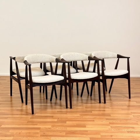 Set of 6 dining chairs in teak & beech by Thomas Harlev for Farstrup, model 213, 1950s-60s, Denmark