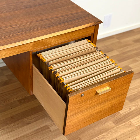 Writing desk in walnut by Gordon Russell for Averskogs möbelfabrik, 1960s-70s, Sweden - Beyo Vintage