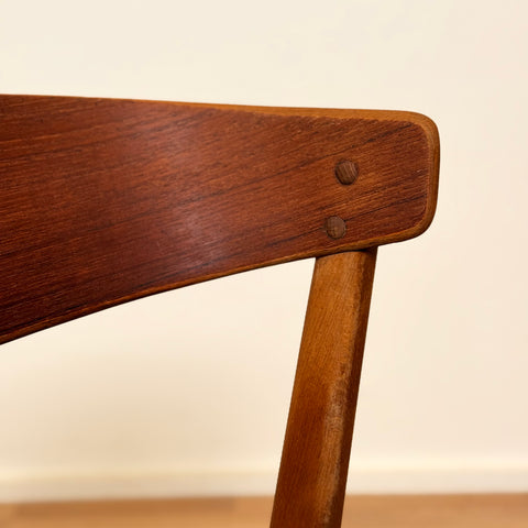 Set om 6 matstolar i teak och bok av Thomas Harlev för Farstrup, modell 206, 1950-60-tal, Danmark