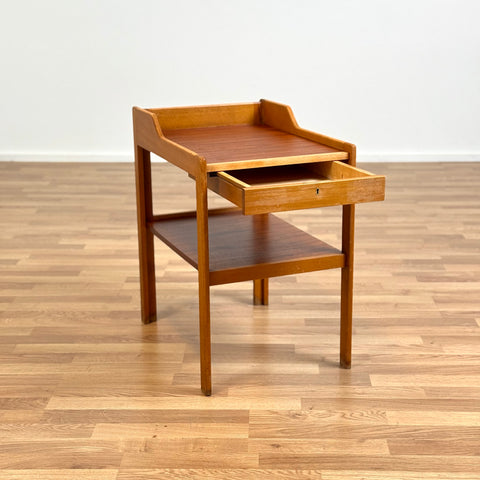Bedside table in teak and beech by C.A. Acking for Bodafors, 1960s-70s, Sweden - Beyo Vintage