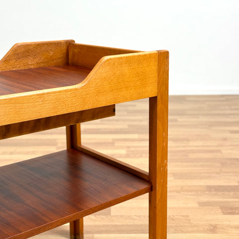 Bedside table in teak and beech by C.A. Acking for Bodafors, 1960s-70s, Sweden - Beyo Vintage