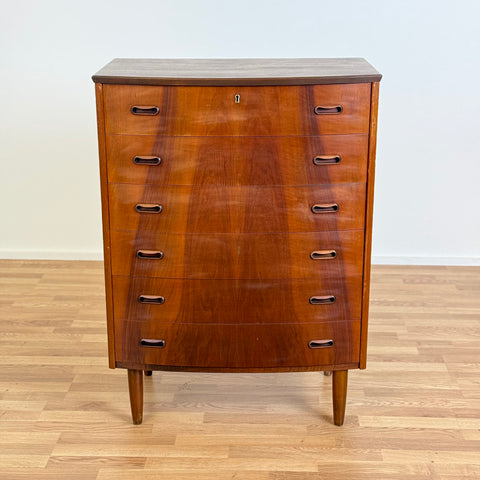 Chest of 6 drawers in walnut, 1950-60s, Denmark - Beyo Vintage
