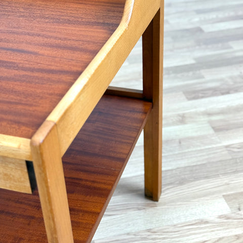Bedside table in teak and beech by C.A. Acking for Bodafors, 1960s-70s, Sweden - Beyo Vintage