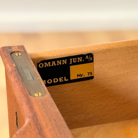 Writing desk "Model 75" in teak by Gunni Omann for Omann Jun A/S, 1960s-70s, Denmark - Beyo Vintage