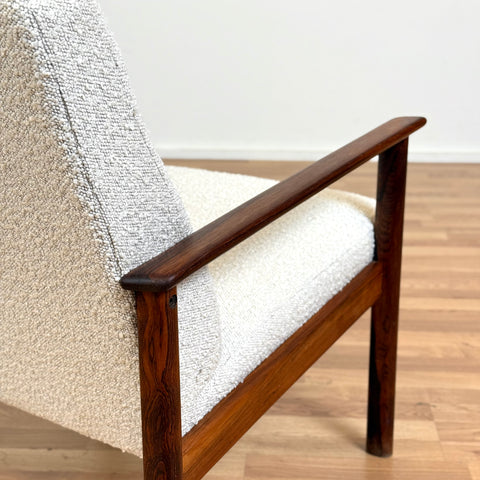 Armchair in bouclé & santos rosewood, 1950s-60s - Beyo Vintage