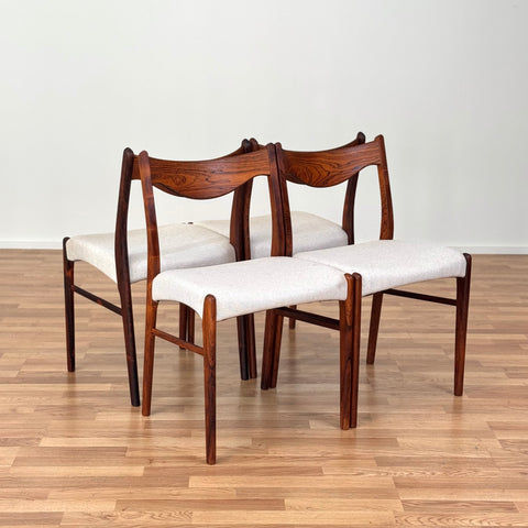 Set of 4 dining chairs in rosewood by Glyngøre Stolefabrik, 1950s-60s, Denmark - Beyo Vintage