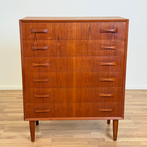 Chest of 6 drawers in teak, 1950s-60s, Denmark - Beyo Vintage