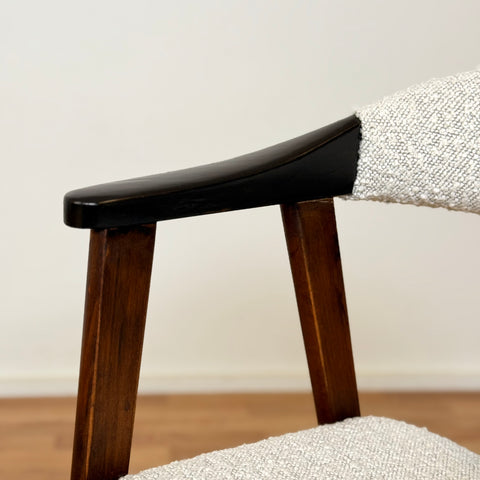 Set of 4 dining chairs with armrest in stained beech, 1950s-60s, Denmark - Beyo Vintage