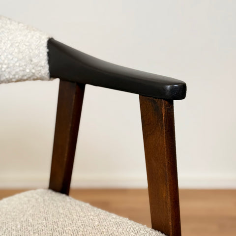Set of 4 dining chairs with armrest in stained beech, 1950s-60s, Denmark - Beyo Vintage