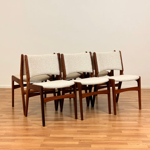Set om 6 matstolar i massiv teak, av Eric Buch, 1950-60-tal, Danmark