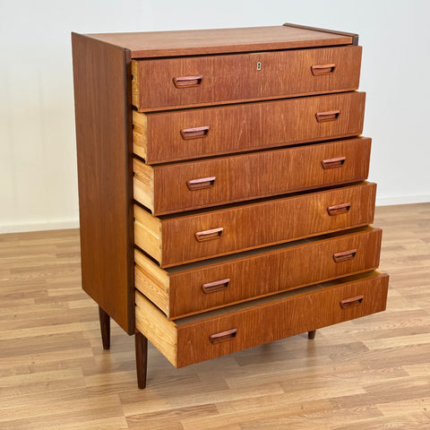 Chest of 6 drawers in teak, 1950s-60s, Denmark - Beyo Vintage
