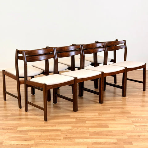 Set of 8 dining chairs, in oak & rosewood, 1970s, Denmark - Beyo Vintage