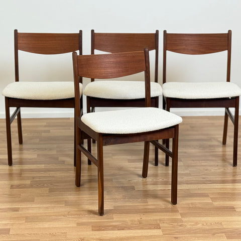 Set of 4 chairs in walnut, 1950s-60s, Denmark - Beyo Vintage