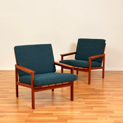 Armchairs in solid teak by Illum Wikkelsö, 1950s-60s, Denmark