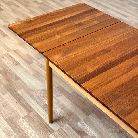 Dining table in solid teak & beech by Hagafors, 1950s-60s, Sweden - Beyo Vintage