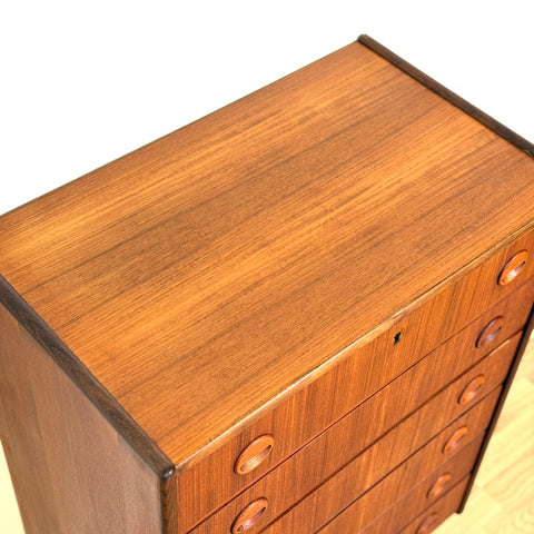 Chest of 6 drawers in teak by Kai Kristiansen, 1950s-60s, Denmark - Beyo Vintage