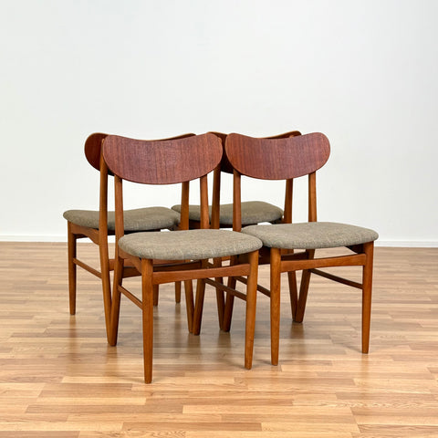 Set of 4 dining chairs in teak & beech, 1950s-60s, Denmark - Beyo Vintage