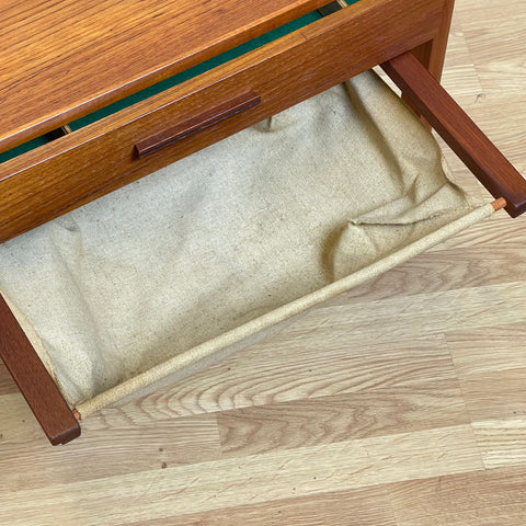 Danish teak side table with drawers on wheels, 1960s - Beyo Vintage
