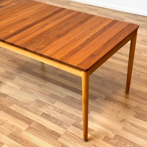 Dining table in solid teak & beech by Hagafors, 1950s-60s, Sweden - Beyo Vintage