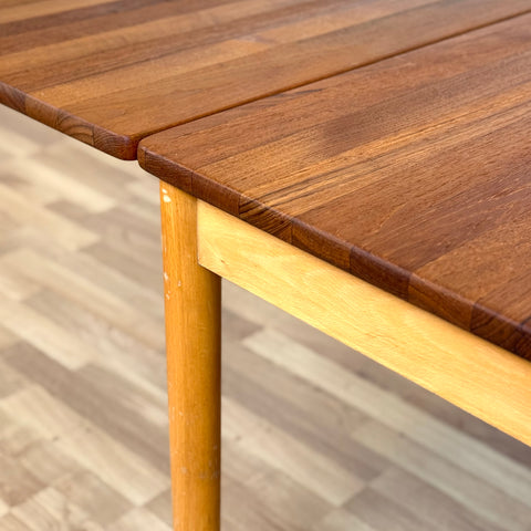 Dining table in solid teak & beech by Hagafors, 1950s-60s, Sweden - Beyo Vintage