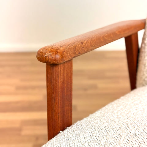 Armchair in bouclé & teak, 1950s-60s - Beyo Vintage