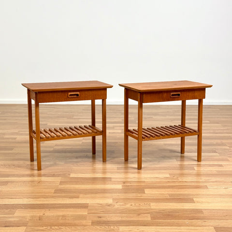 Set of 2 bedside tables in teak, 1950s-60s, Sweden - Beyo Vintage