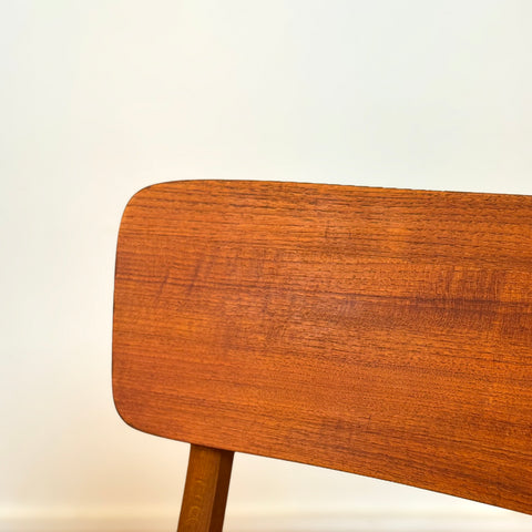 Set om 6 matstolar i teak och bok, 1950-60-tal, Danmark